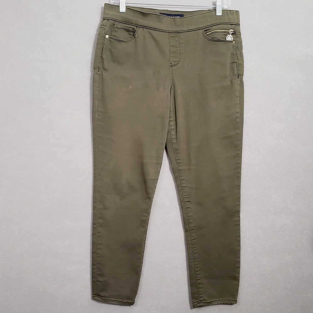 Tommy Hilfiger Womens 10 Gramercy Ankle Jeggings Olive Green Stretch Pull On